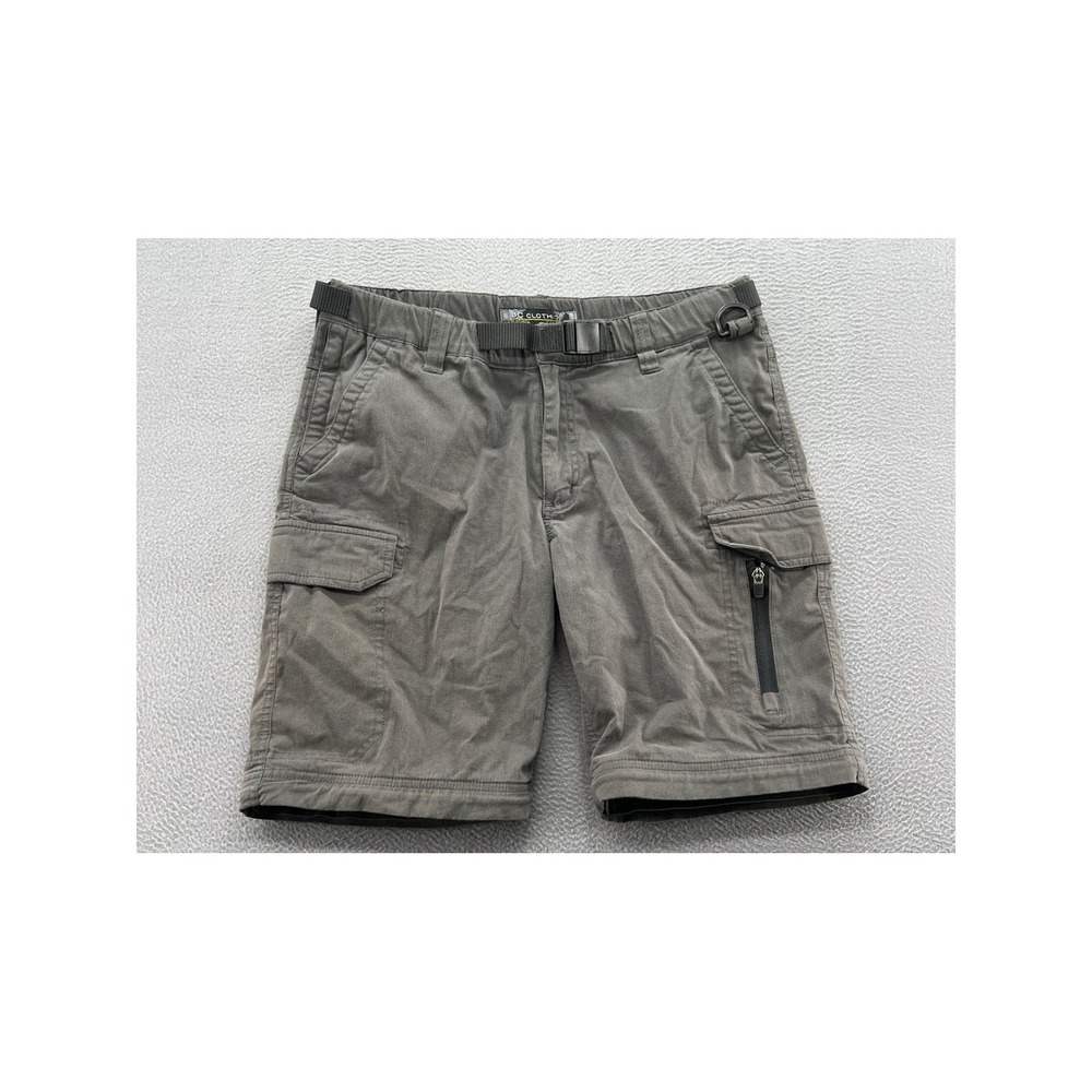 BC Clothing Cargo Shorts Mens Convertible Gray Size M x 30 Belted Hiking